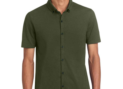 Mercer+Mettle Stretch Pique FullButton Polo MM1006 Townsend Green