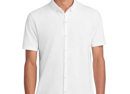 Mercer+Mettle Stretch Pique FullButton Polo MM1006 White