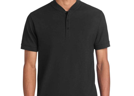 Mercer+Mettle Stretch Pique Henley MM1008 Deep Black