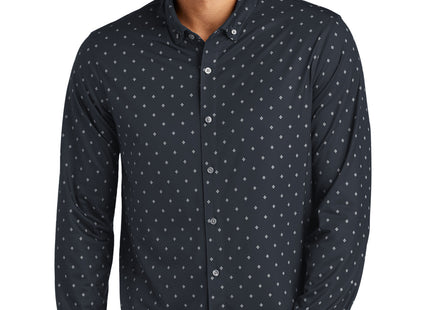 Mercer+Mettle Stretch Jersey Long Sleeve Shirt MM1018 Navy Geo Diamond