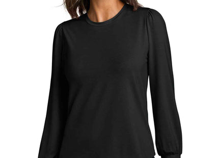 Mercer+Mettle Women's Stretch Jersey Long Sleeve Blouson Top MM1019 Deep Black