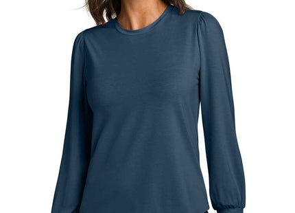 Mercer+Mettle Women's Stretch Jersey Long Sleeve Blouson Top MM1019 Insignia Blue