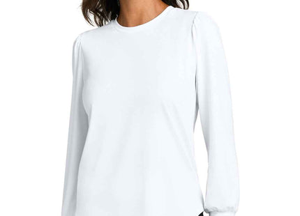 Mercer+Mettle Women's Stretch Jersey Long Sleeve Blouson Top MM1019 White