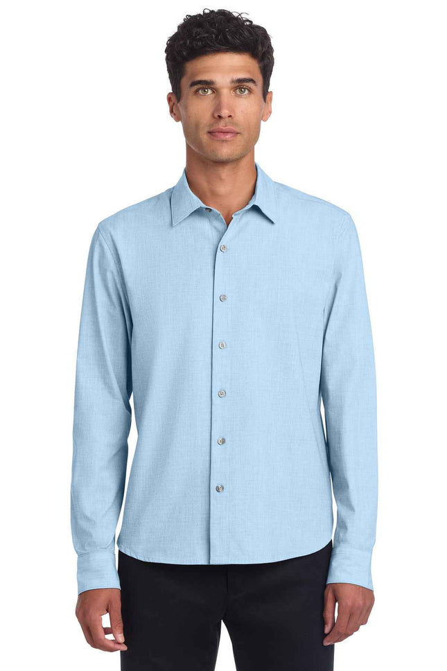 Mercer+Mettle Long Sleeve Stretch Woven Shirt MM2000 Air Blue End On End
