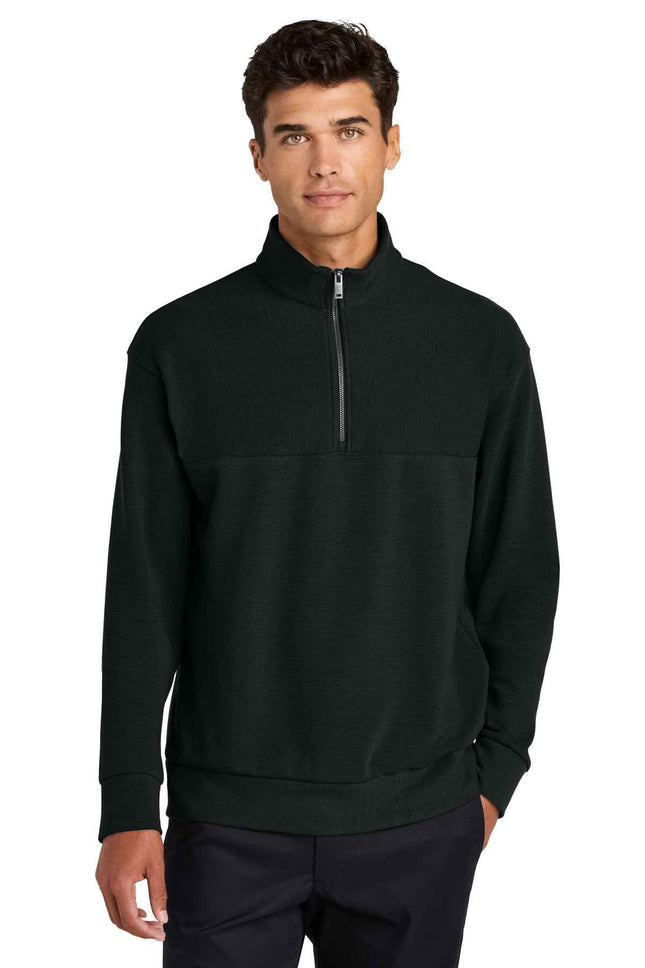 Mercer+Mettle Linear Texture 1/4Zip MM3040 Deep Black