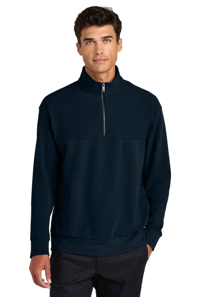 Mercer+Mettle Linear Texture 1/4Zip MM3040 Night Navy
