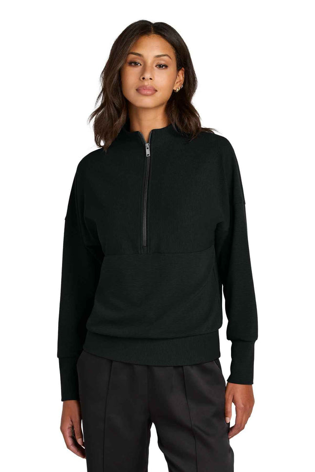 Mercer+Mettle Women's Linear Texture 1/4Zip MM3041 Deep Black
