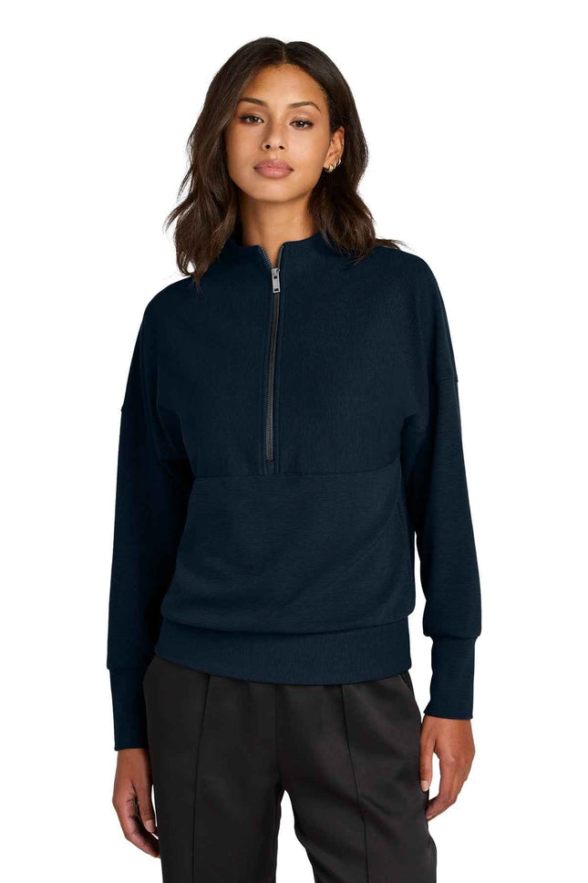 Mercer+Mettle Women's Linear Texture 1/4Zip MM3041 Night Navy