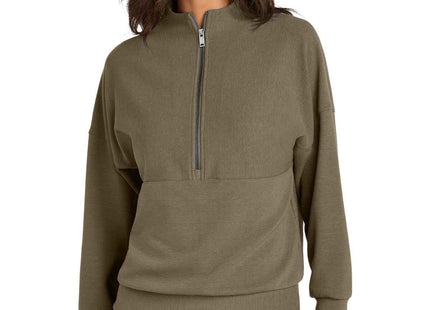 Mercer+Mettle Women's Linear Texture 1/4Zip MM3041 Warm Taupe
