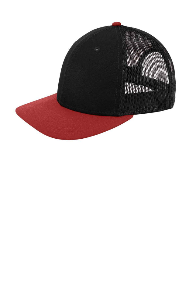 New Era Snapback Low Profile Trucker Cap NE207 Black Scarlet OSFA