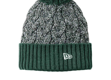New Era Marled Knit Pom Beanie NE910 Dark Green Graphite White OSFA