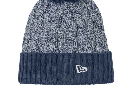 New Era Marled Knit Pom Beanie NE910 Deep Navy Grey White OSFA
