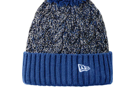 New Era Marled Knit Pom Beanie NE910 Royal Black White OSFA