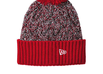 New Era Marled Knit Pom Beanie NE910 Scarlet Black White OSFA