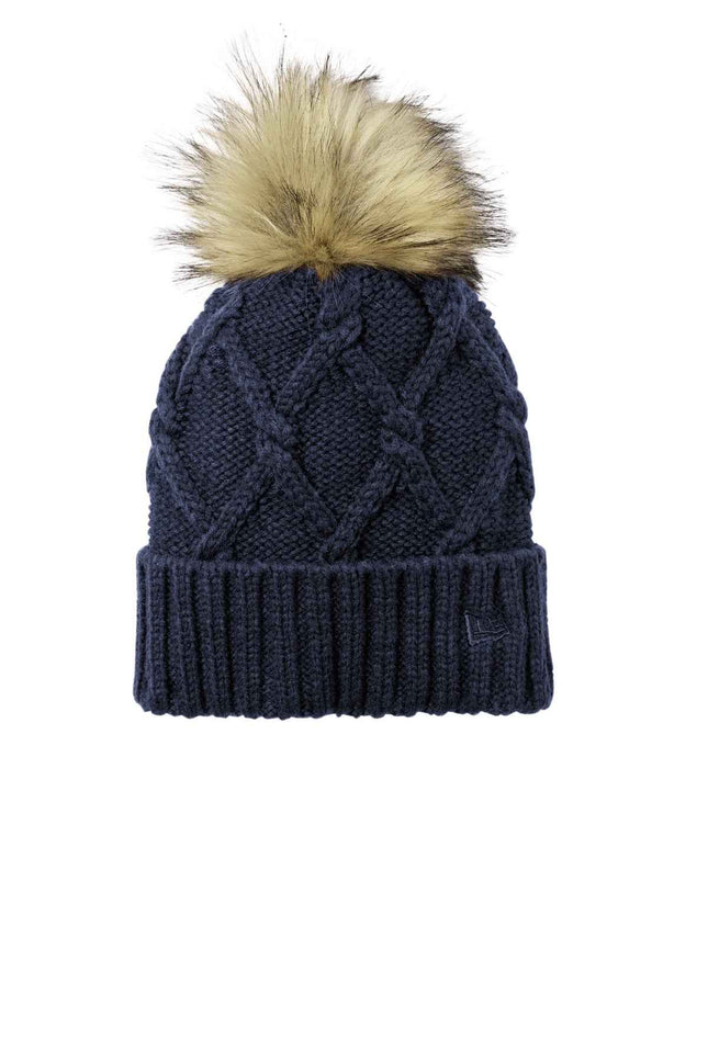 New Era Faux Fur Pom Beanie NE911 Deep Navy OSFA