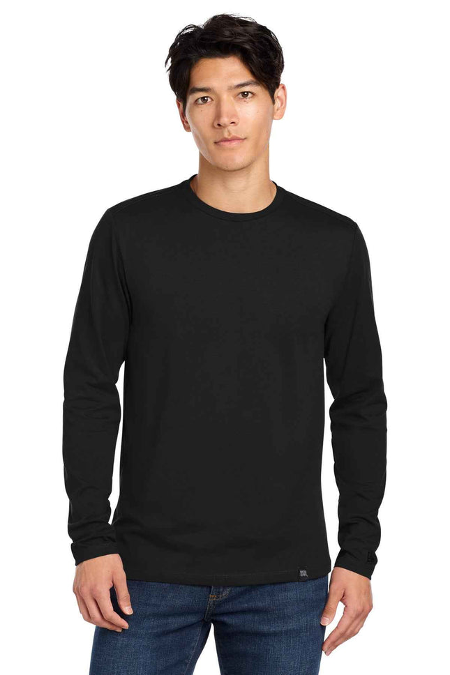 New Era Heritage Blend Long Sleeve Crew Tee NEA102 Black