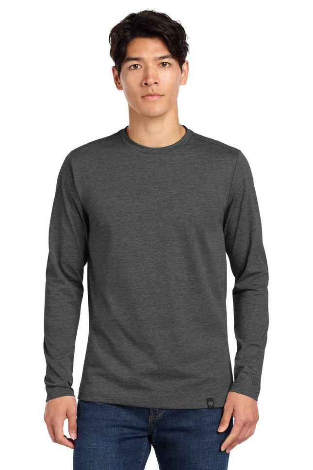 New Era Heritage Blend Long Sleeve Crew Tee NEA102 Black Heather