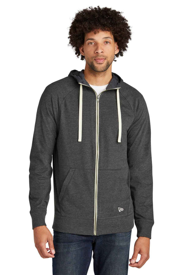 New Era Sueded Cotton Blend FullZip Hoodie NEA122 Black Heather
