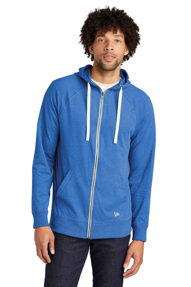 New Era Sueded Cotton Blend FullZip Hoodie NEA122 Royal Heather