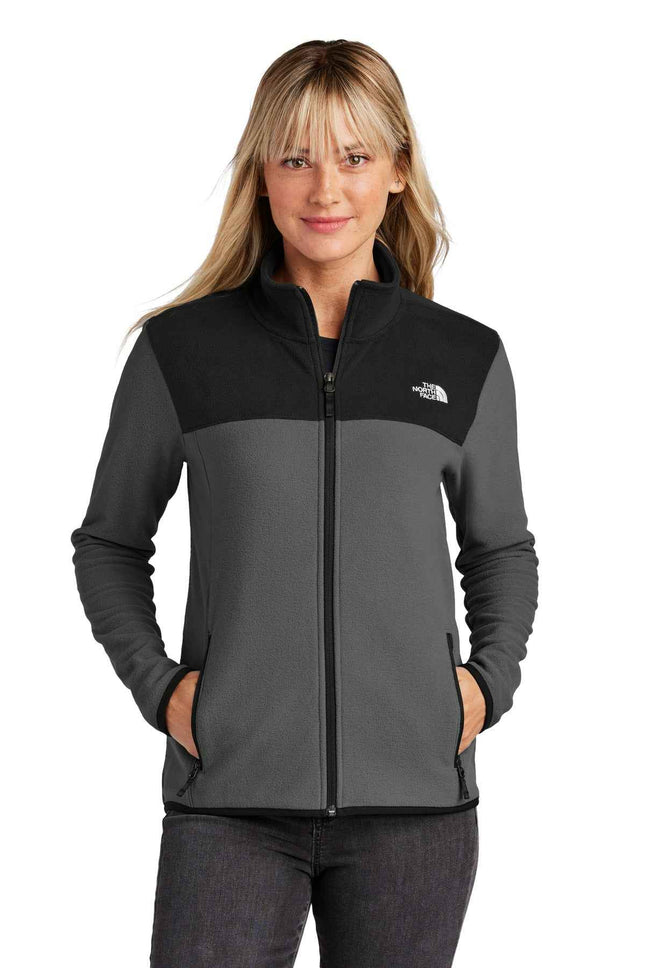 The North Face Women's Glacier FullZip Fleece Jacket NF0A7V4K Asphalt Grey TNF Black