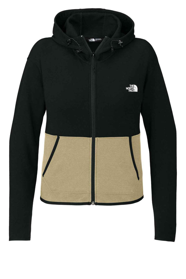The North Face Women's DoubleKnit FullZip Hoodie NF0A8BUT Khaki Stone TNF Black