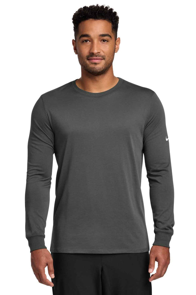 Nike DriFIT Cotton/Poly Long Sleeve Tee NKBQ5230 Anthracite