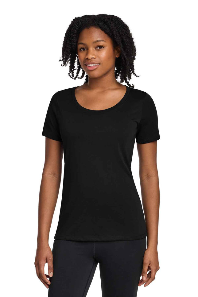 Nike Women's DriFIT Cotton/Poly Scoop Neck Tee NKBQ5234 Black