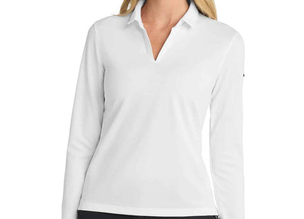Nike Women's DriFIT Micro Pique 20 Long Sleeve Polo NKDC2105 White