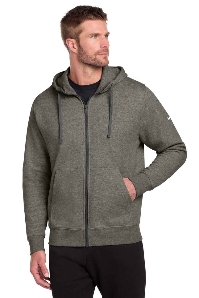Nike Club Fleece Sleeve Swoosh FullZip Hoodie NKDR1513 Charcoal Heather