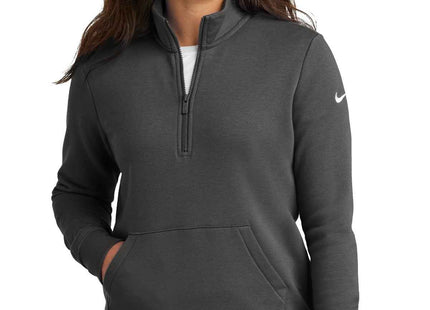 Nike Women's Club Fleece Sleeve Swoosh 1/2Zip NKDX6720 Anthracite