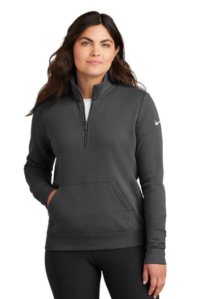 Nike Women's Club Fleece Sleeve Swoosh 1/2Zip NKDX6720 Anthracite