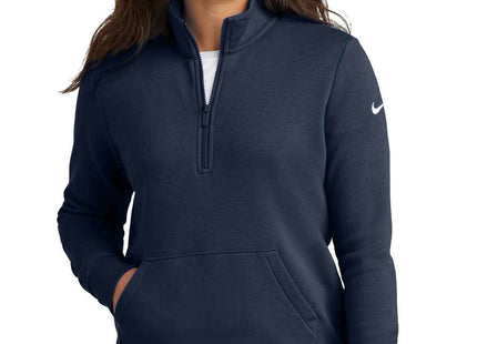 Nike Women's Club Fleece Sleeve Swoosh 1/2Zip NKDX6720 Midnight Navy