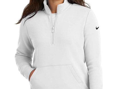 Nike Women's Club Fleece Sleeve Swoosh 1/2Zip NKDX6720 White