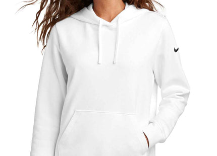Nike Women's Club Fleece Sleeve Swoosh Pullover Hoodie NKFD9889 White