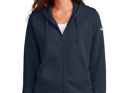 Nike Women's Club Fleece Sleeve Swoosh FullZip Hoodie NKFD9890 Midnight Navy