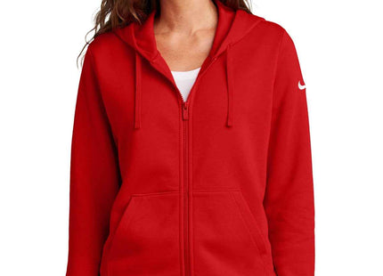 Nike Women's Club Fleece Sleeve Swoosh FullZip Hoodie NKFD9890 University Red