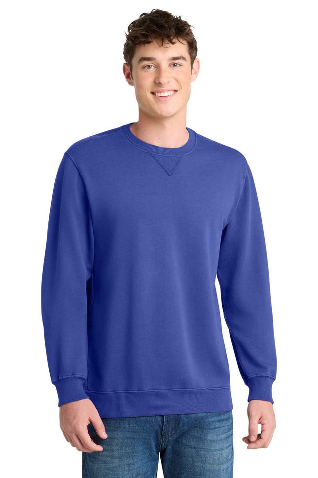 Port & Co Beach Wash GarmentDyed Crewneck Sweatshirt PC098
