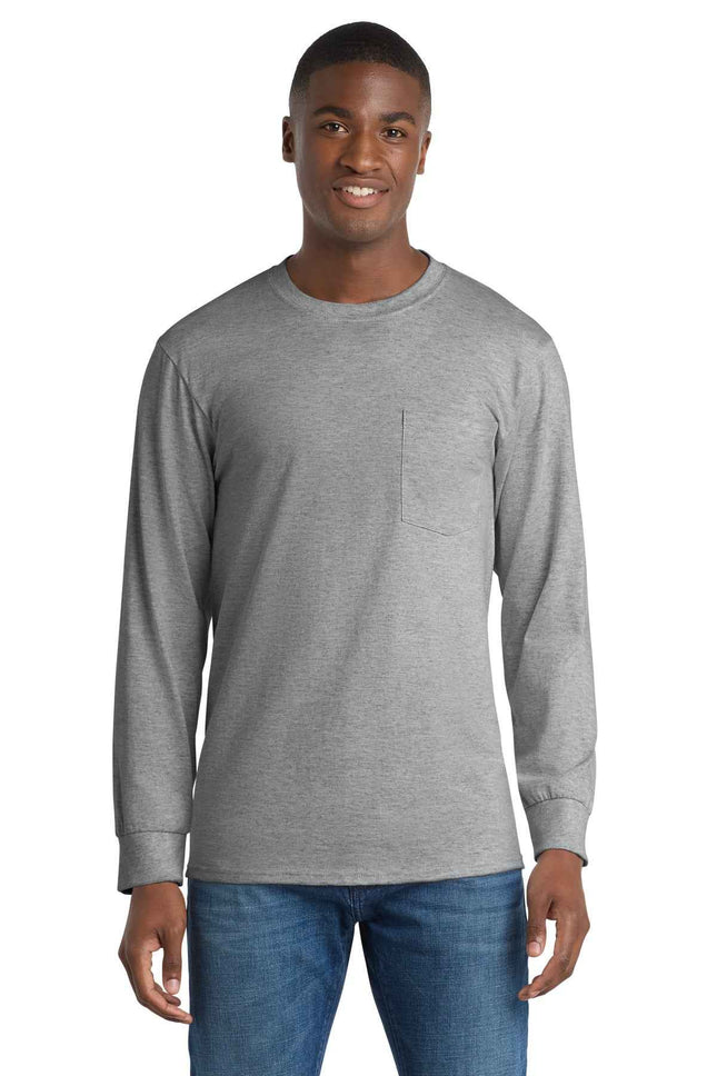 Port & Co Tall Long Sleeve Essential Pocket Tee PC61LSPT