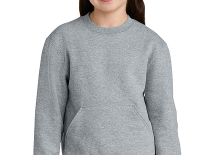 Port & Co Youth Core Fleece Crewneck Pocket Sweatshirt PC78YPKT