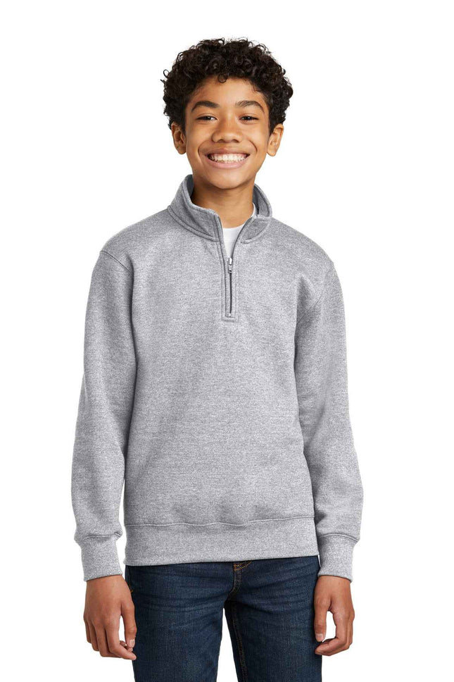 Port & Co Youth Core Fleece 1/4Zip Pullover Sweatshirt PC78YQ