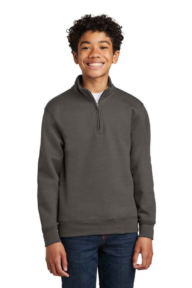 Port & Co Youth Core Fleece 1/4Zip Pullover Sweatshirt PC78YQ