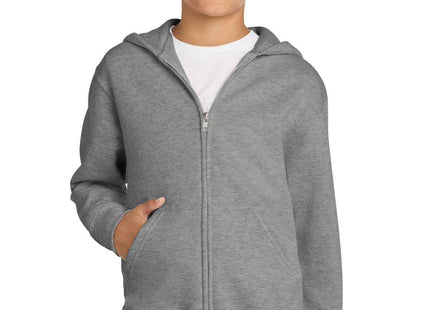 Port & Co Youth Core Fleece FullZip Hooded Sweatshirt PC90YZH