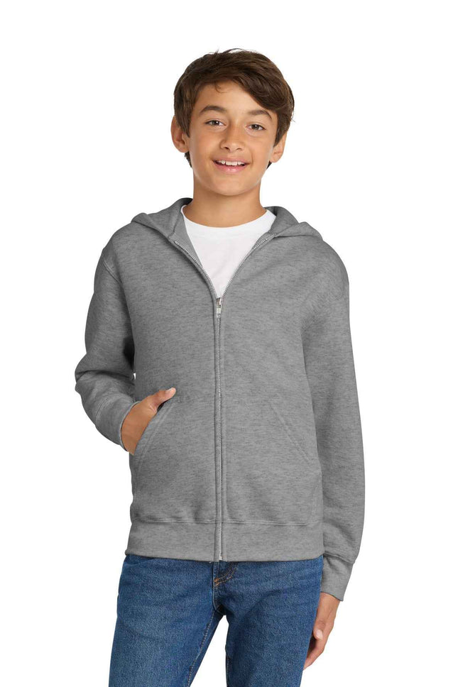 Port & Co Youth Core Fleece FullZip Hooded Sweatshirt PC90YZH