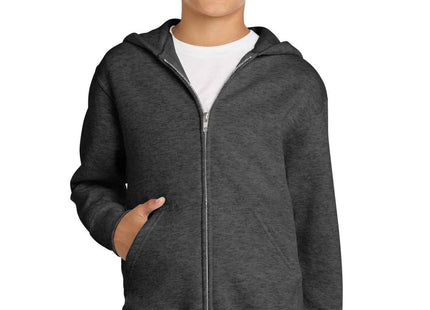Port & Co Youth Core Fleece FullZip Hooded Sweatshirt PC90YZH