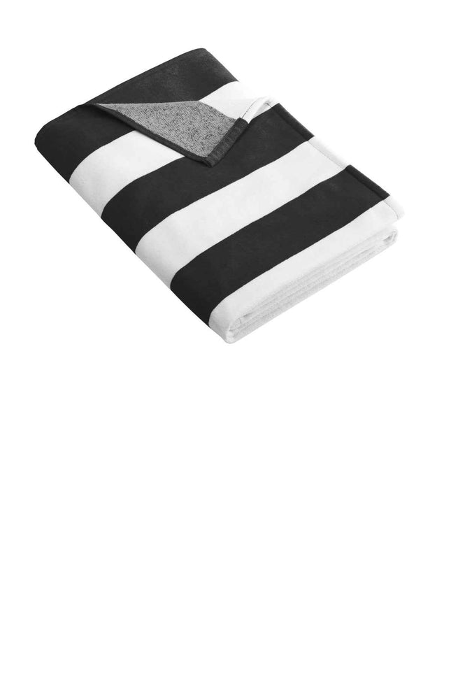 Port Authority Cabana Stripe Beach Towel PT43 Black OSFA