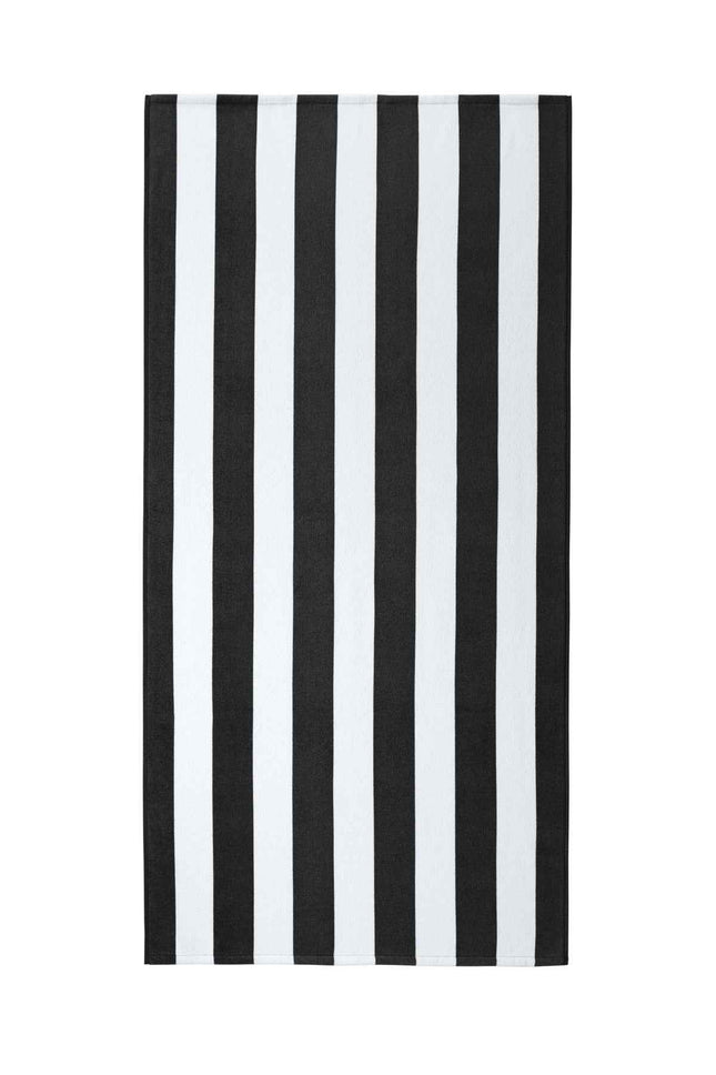 Port Authority Value Cabana Stripe Beach Towel PT45 Black OSFA