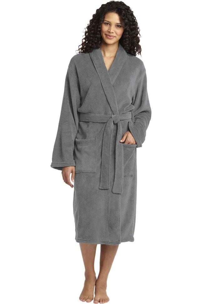 Port Authority Plush Microfleece Shawl Collar Robe R102 Deep Smoke