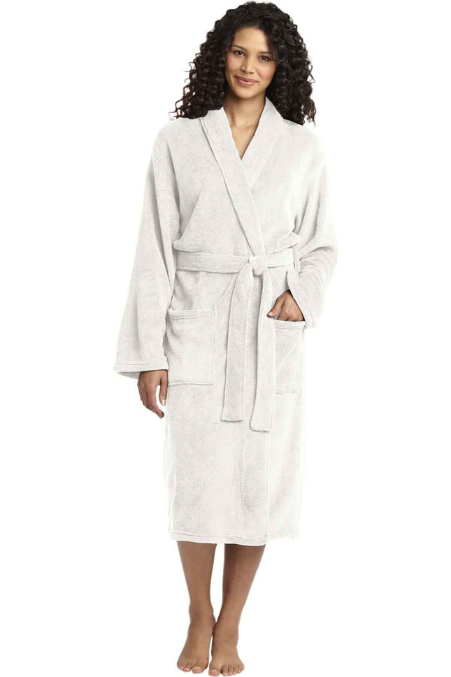 Port Authority Plush Microfleece Shawl Collar Robe R102 Marshmallow
