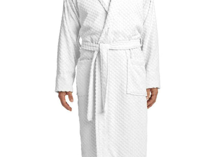 Port Authority Checkered Terry Shawl Collar Robe R103 White