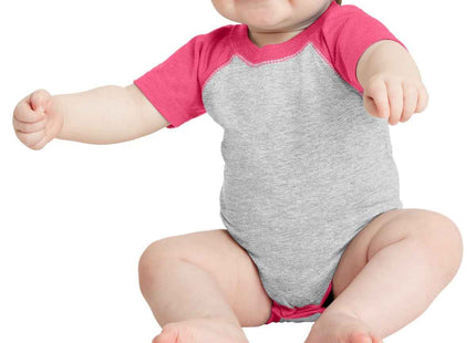 Rabbit Skins Infant Baseball Fine Jersey Bodysuit RS4430 Vintage Heather Vintage Hot Pink
